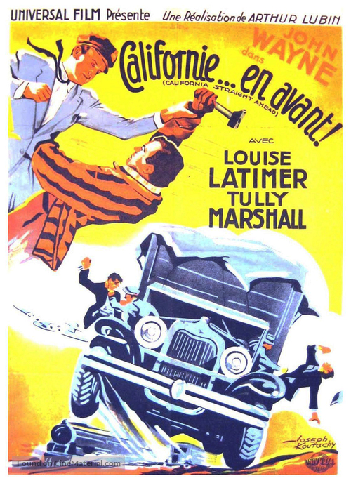 California Straight Ahead! - French Movie Poster