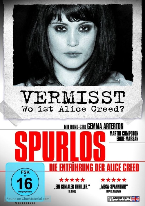 The Disappearance of Alice Creed - German DVD movie cover
