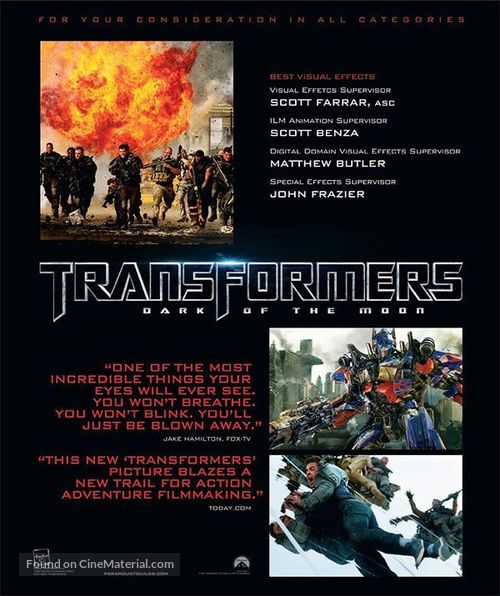 Transformers: Dark of the Moon - For your consideration movie poster