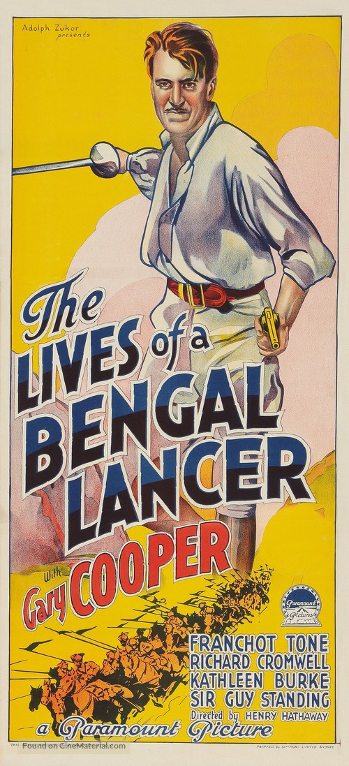 The Lives of a Bengal Lancer - Australian Movie Poster