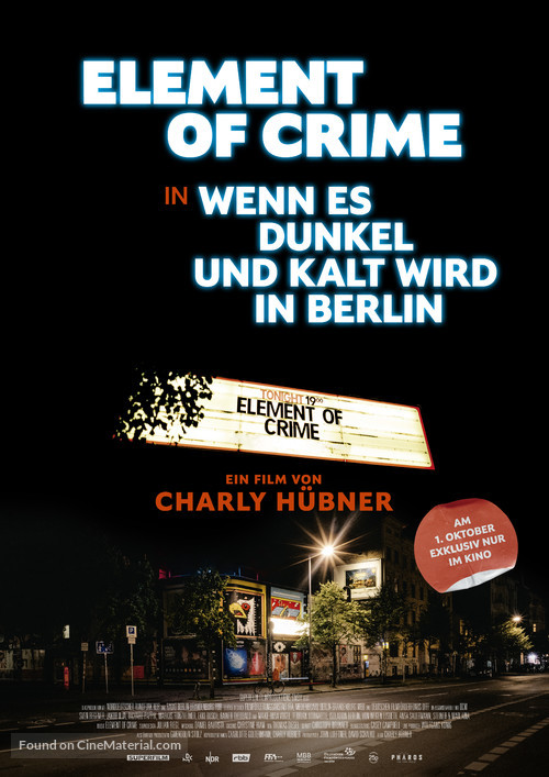 Element of Crime in Wenn es dunkel und kalt wird in Berlin - German Movie Poster