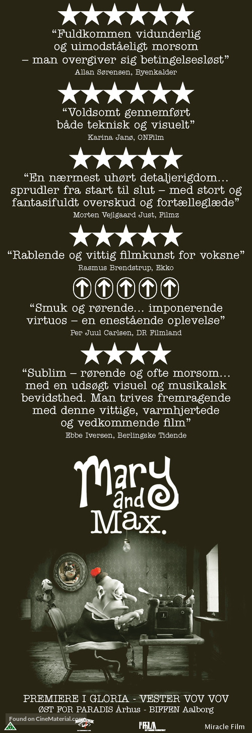 Mary and Max - Danish Movie Poster