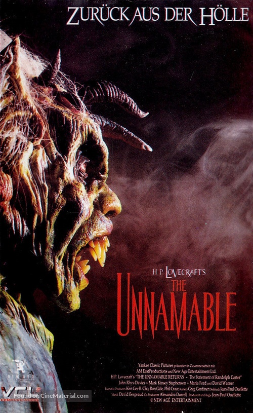 The Unnamable II: The Statement of Randolph Carter - German VHS movie cover