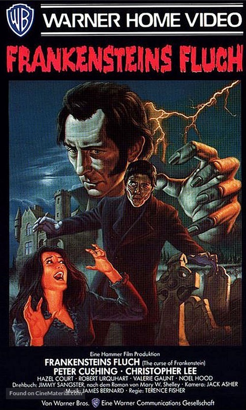 The Curse of Frankenstein - German VHS movie cover