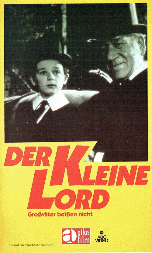 Little Lord Fauntleroy - German VHS movie cover