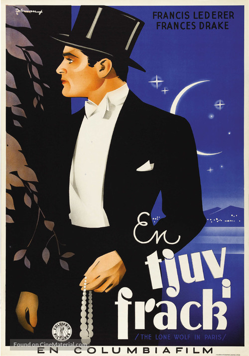 The Lone Wolf in Paris - Swedish Movie Poster