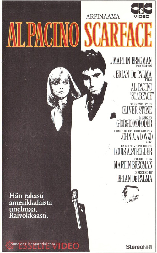 Scarface - Finnish VHS movie cover