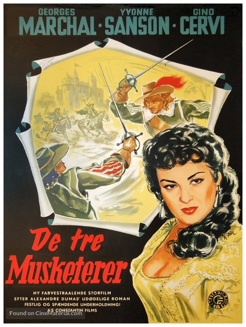 Les trois mousquetaires - Danish Movie Poster