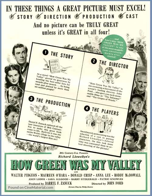 How Green Was My Valley - Movie Poster