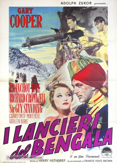 The Lives of a Bengal Lancer - Italian Movie Poster
