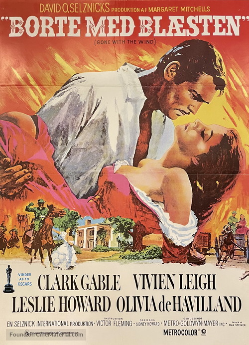 Gone with the Wind - Danish Movie Poster