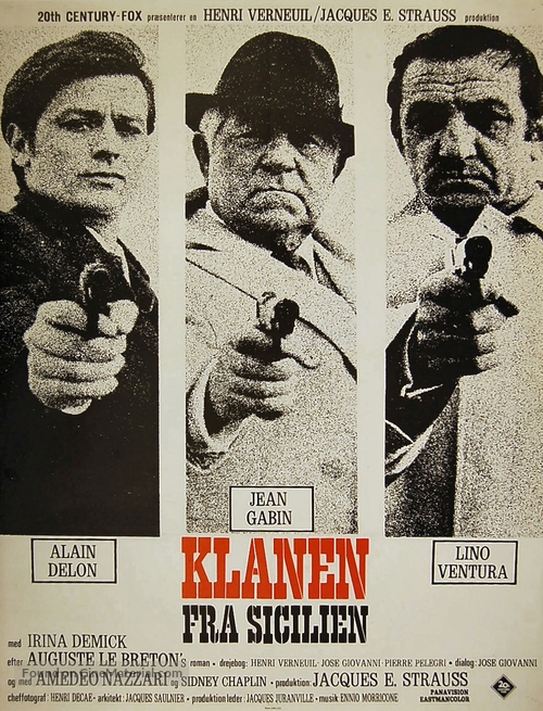 Le clan des Siciliens - Danish Movie Poster