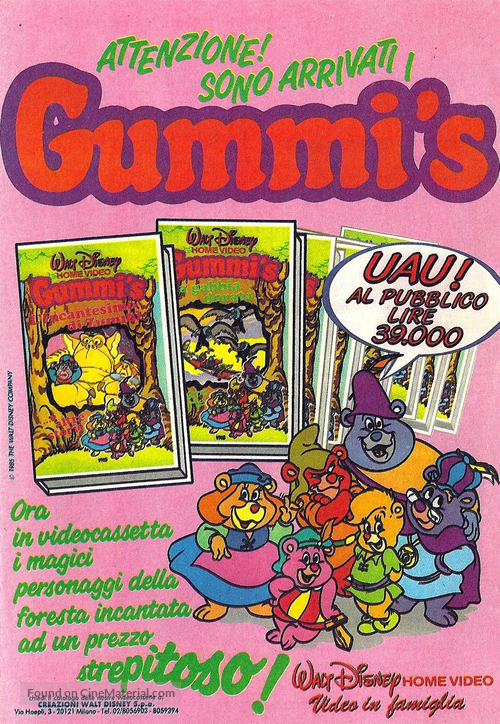 &quot;The Gummi Bears&quot; - Italian Video release movie poster