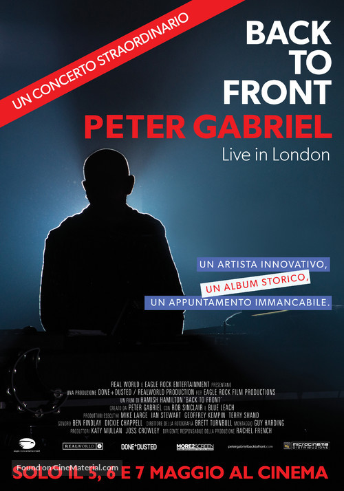 Back To Front Peter Gabriel Live in London - Italian Movie Poster