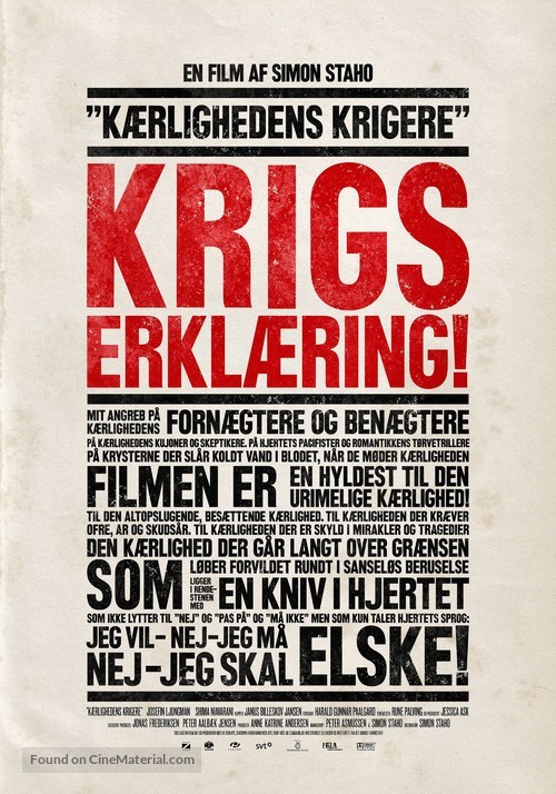 K&auml;rlekens krigare - Danish Movie Poster