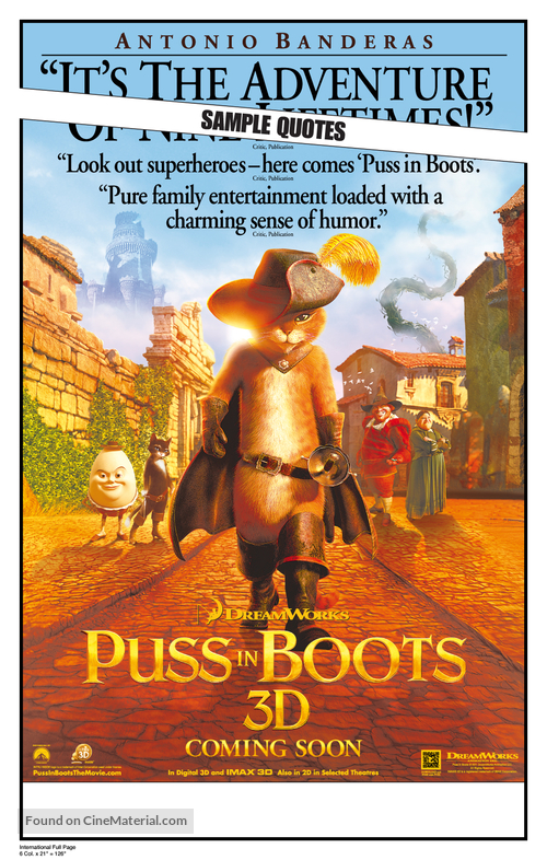 Puss in Boots - Canadian Movie Poster