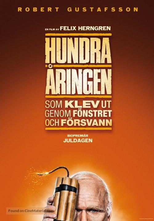 Hundra&aring;ringen som klev ut genom f&ouml;nstret och f&ouml;rsvann - Swedish Movie Poster
