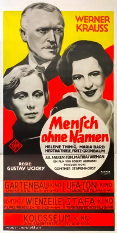 Mensch ohne Namen - German Movie Poster