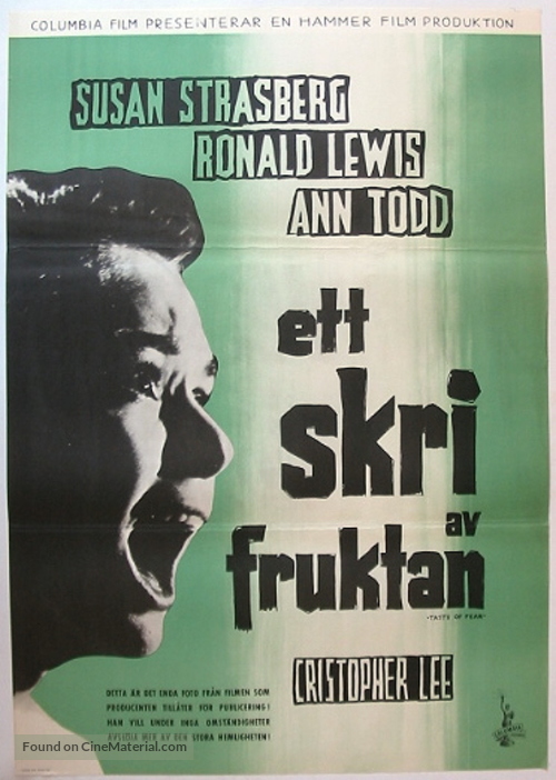 Taste of Fear - Swedish Movie Poster