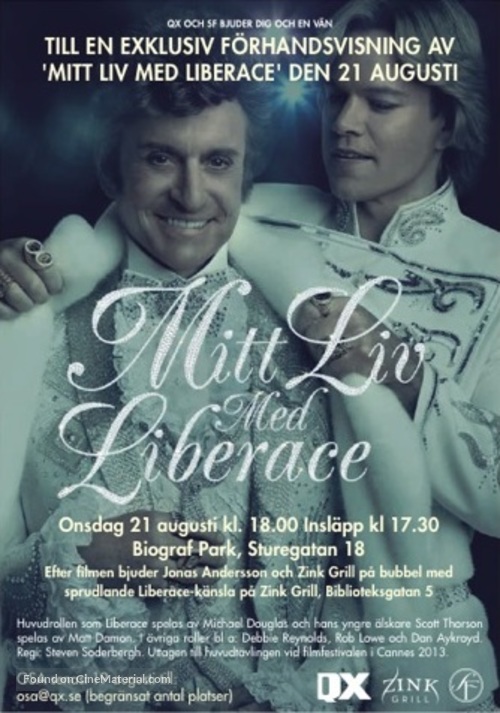 Behind the Candelabra - Swedish Movie Poster