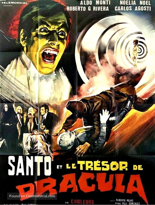 Santo en El tesoro de Dr&aacute;cula - French Movie Poster