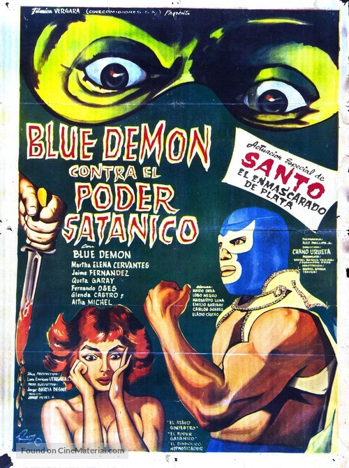 Blue Demon vs. el poder sat&aacute;nico - Mexican Movie Poster