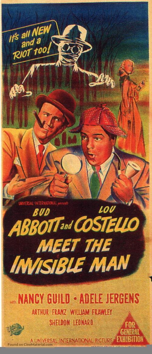 Abbott and Costello Meet the Invisible Man - Australian Movie Poster
