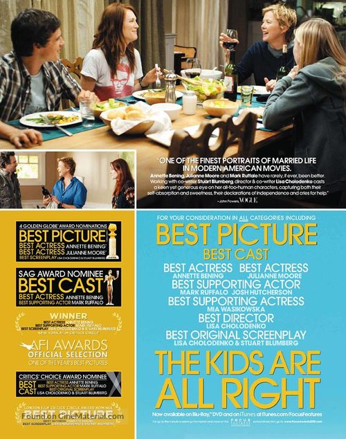 The Kids Are All Right - For your consideration movie poster