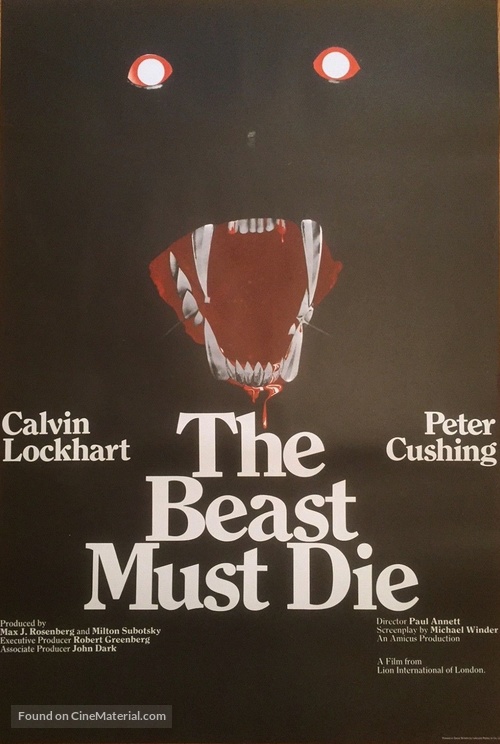 The Beast Must Die - British Movie Poster