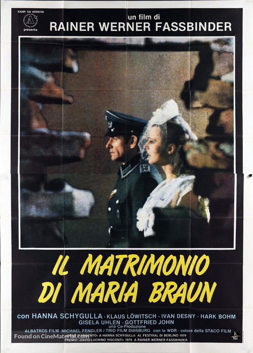 Die ehe der Maria Braun - Italian Movie Poster