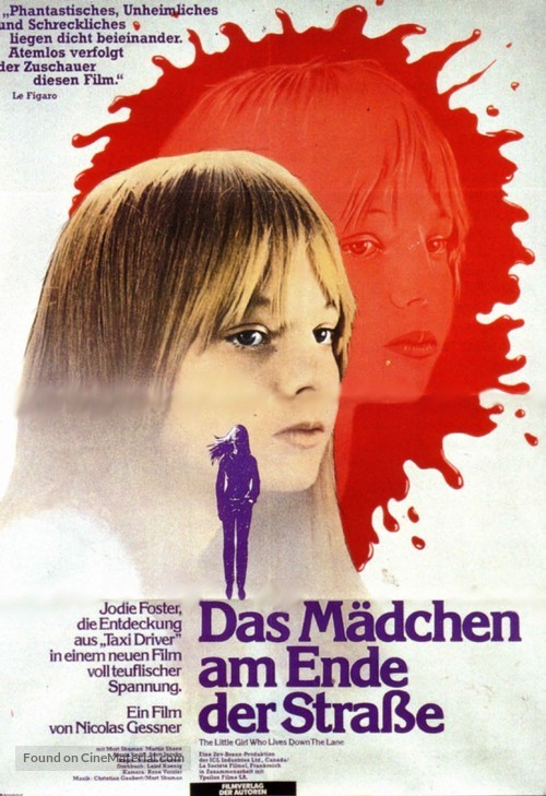 The Little Girl Who Lives Down the Lane - German Movie Poster