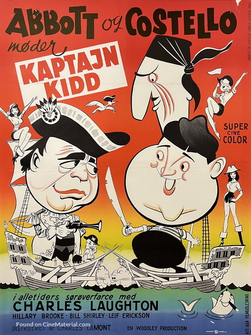 Abbott and Costello Meet Captain Kidd - Danish Movie Poster