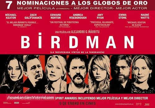Birdman or (The Unexpected Virtue of Ignorance) - Spanish Movie Poster