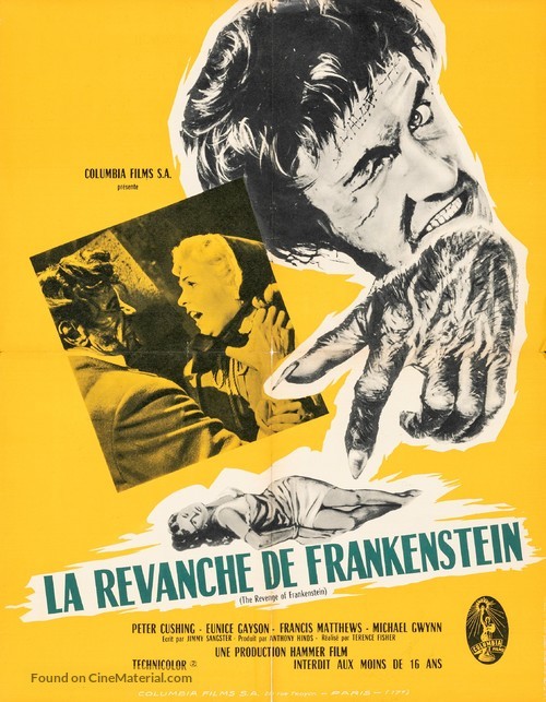 The Revenge of Frankenstein - French Movie Poster