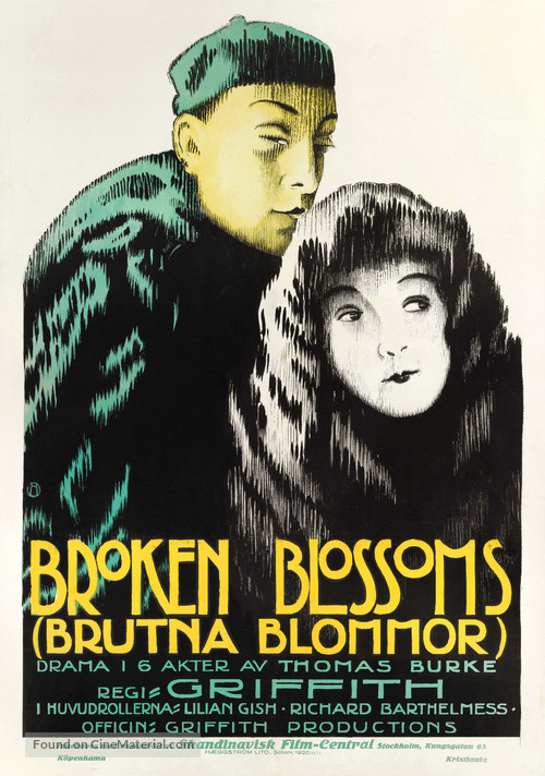 Broken Blossoms or The Yellow Man and the Girl - Swedish Movie Poster