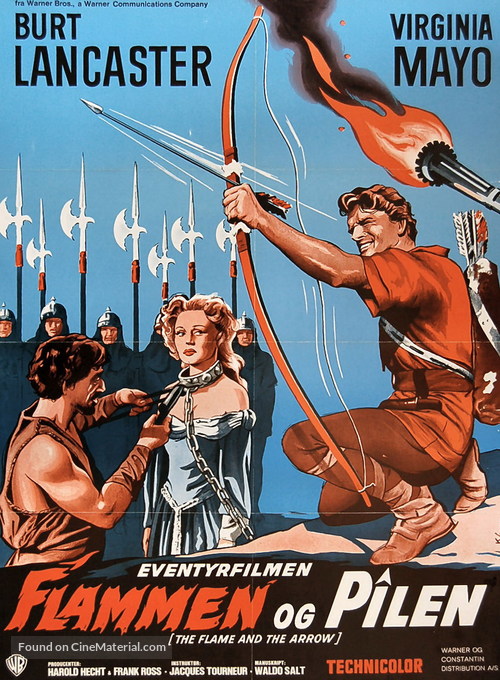 The Flame and the Arrow - Danish Movie Poster