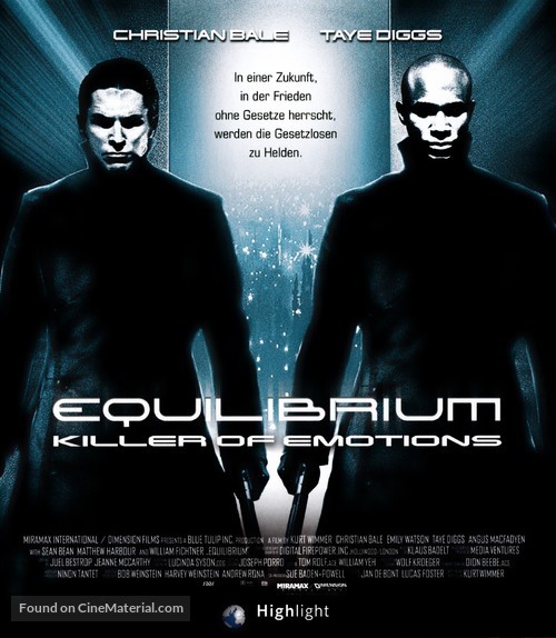 Equilibrium - German Blu-Ray movie cover
