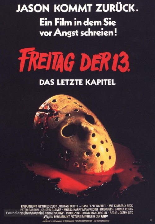 Friday the 13th: The Final Chapter - German Movie Poster