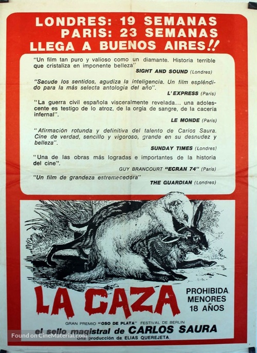 La caza - Argentinian Movie Poster