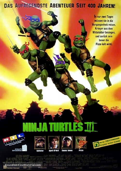 Teenage Mutant Ninja Turtles III - German Movie Poster
