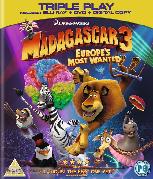 Madagascar 3: Europe&#039;s Most Wanted - British Blu-Ray movie cover