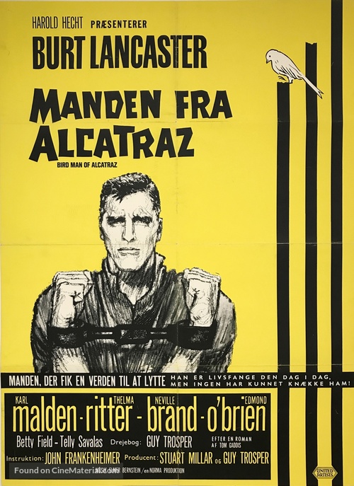 Birdman of Alcatraz - Danish Movie Poster