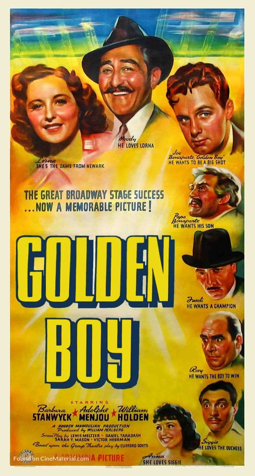 Golden Boy 1939 Movie Poster 