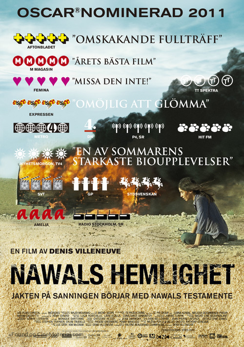 Incendies - Swedish Movie Poster