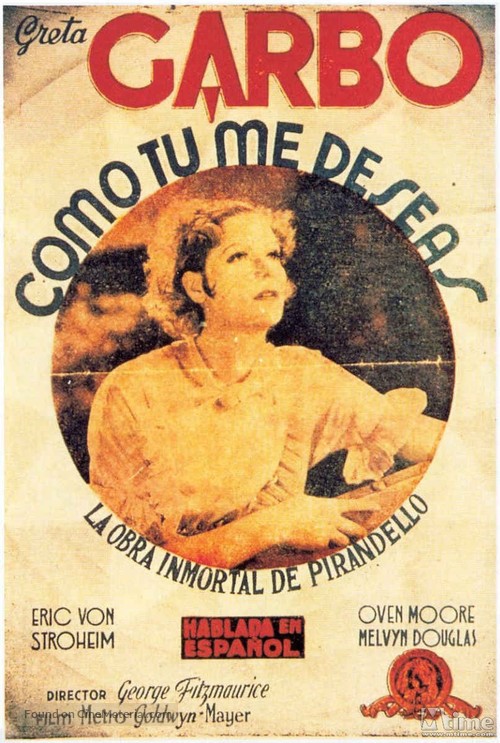 As You Desire Me - Spanish Movie Poster