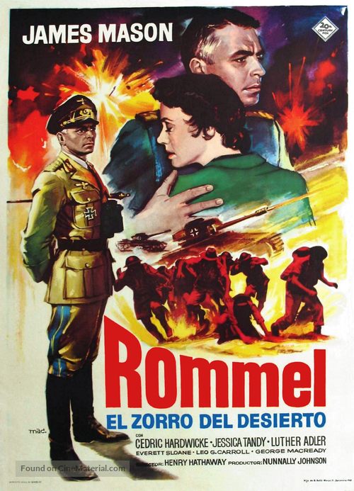 The Desert Fox: The Story of Rommel - Spanish Movie Poster