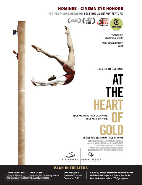 At the Heart of Gold: Inside the USA Gymnastics Scandal - For your consideration movie poster