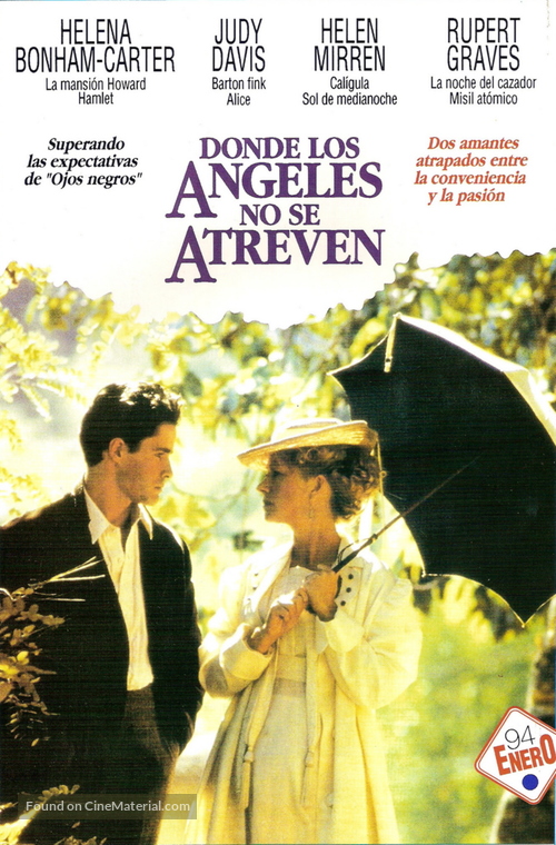 Where Angels Fear to Tread - Argentinian DVD movie cover