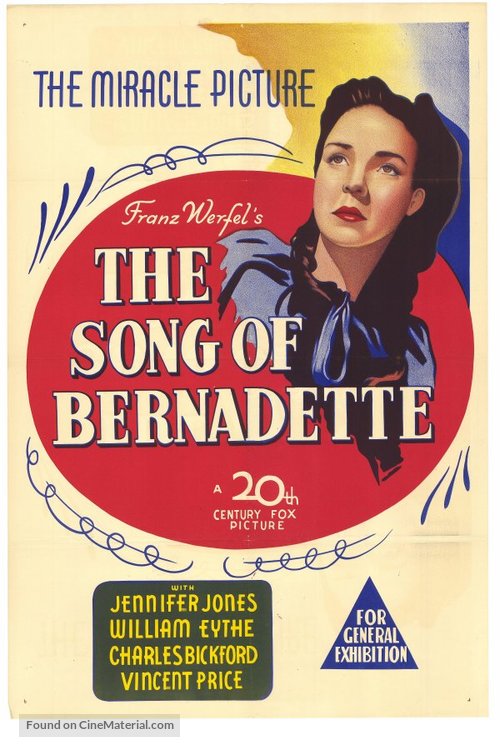 The Song of Bernadette - Australian Movie Poster