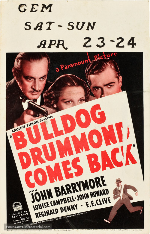 Bulldog Drummond Comes Back - Movie Poster